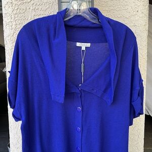 💙COBALT TOP, LIGHT SWEATER, WIDE COLLAR